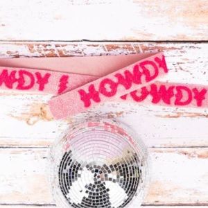 Pink Howdy beaded purse strap